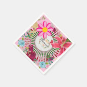 Serviette En Papier Serviettes en papier, Monogramme rose floral (Coin)