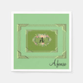 Serviette En Papier serviettes en papier, Monogramme vert floral (Devant)