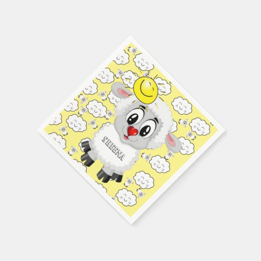 Serviette En Papier Serviettes en papier, Moutons nuages soleil Jaune (Coin)