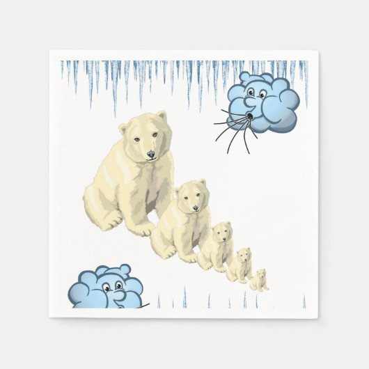 Serviette En Papier Serviettes en papier, nuages d'ours polaires glace (Devant)