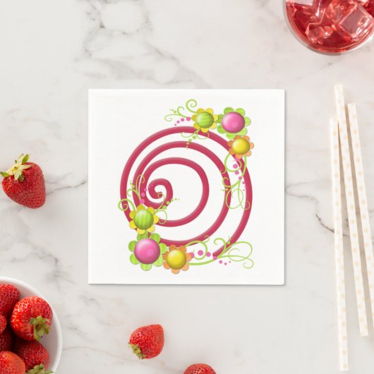 Serviette En Papier Serviettes en papier, perruques rouges florale (En situation)