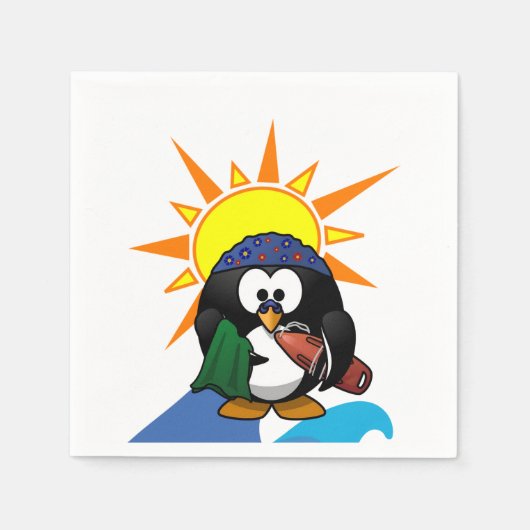 Serviette En Papier Serviettes en papier, pingouin surfer (Devant)