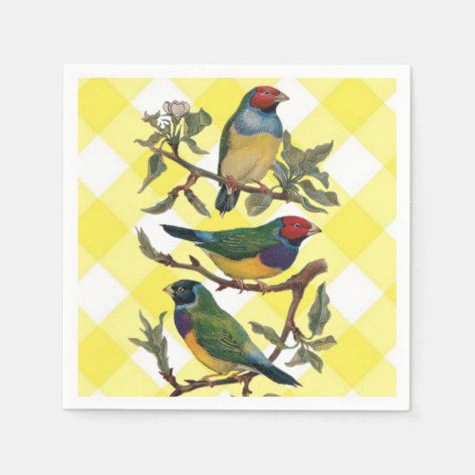 Serviette En Papier Serviettes en papier, Plaid aux oiseaux jaunes (Devant)