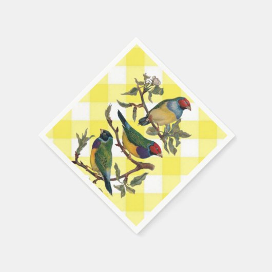 Serviette En Papier Serviettes en papier, Plaid aux oiseaux jaunes (Coin)