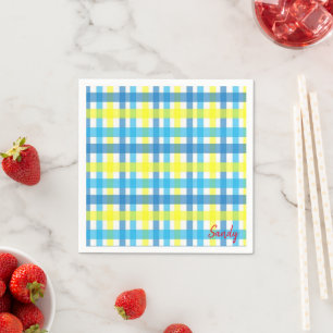 Serviette En Papier Serviettes en papier, Plaid bleu jaune