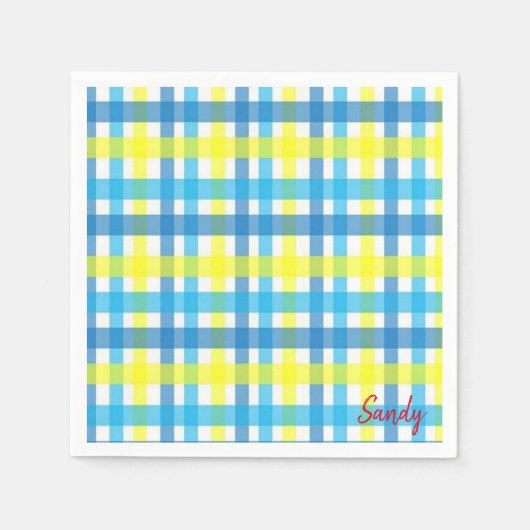 Serviette En Papier Serviettes en papier, Plaid bleu jaune (Devant)