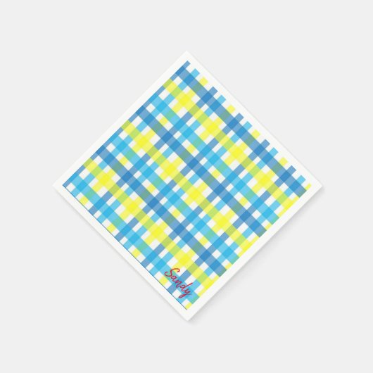 Serviette En Papier Serviettes en papier, Plaid bleu jaune (Coin)