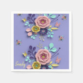 Serviette En Papier Serviettes en papier, Rose violet Floral (Devant)