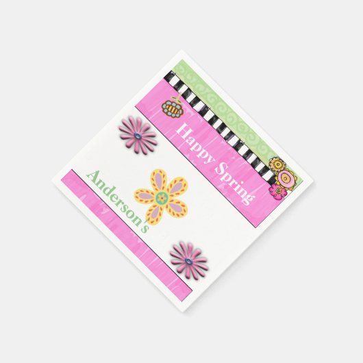 Serviette En Papier serviettes en papier, serviettes en vert rose Flor (Coin)