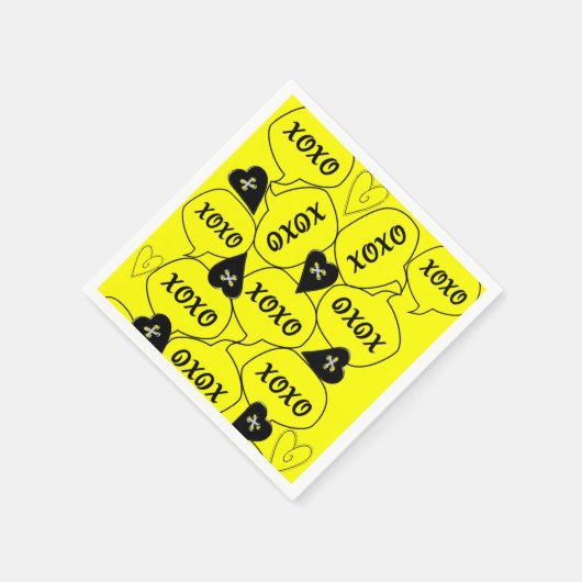 Serviette En Papier Serviettes en papier, serviettes XOXO Jaune Noir (Coin)