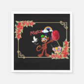 Serviette En Papier Serviettes en papier, Singe Floral Noir Arc-en-cie (Devant)