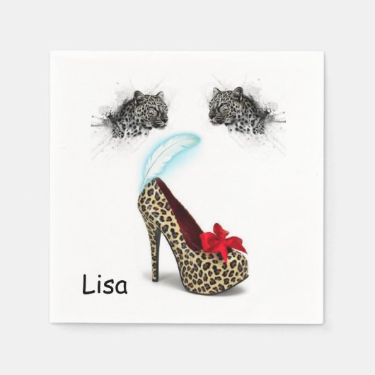 Serviette En Papier Serviettes en papier, talons léopard (Devant)