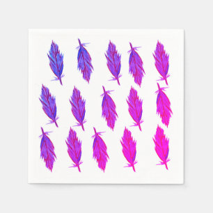 Serviette En Papier Serviettes en plumes violettes roses