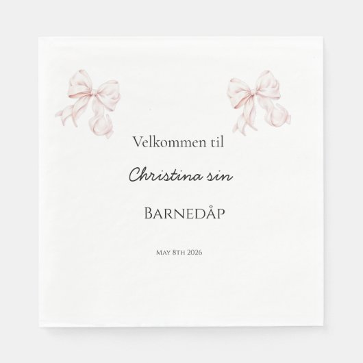 Serviette En Papier Serviettes en rose pour baptême (Devant)