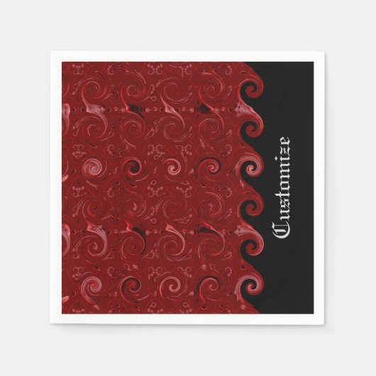 Serviette En Papier Serviettes en satin rouge et noir (Devant)