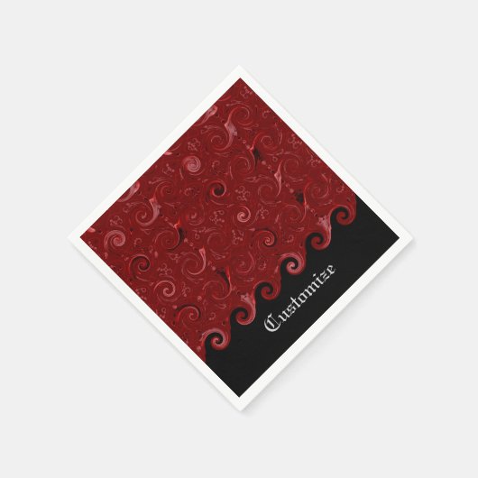 Serviette En Papier Serviettes en satin rouge et noir (Coin)