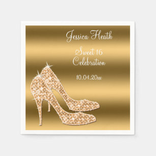 Serviette En Papier Serviettes en Stilettos dorés pour un anniversaire