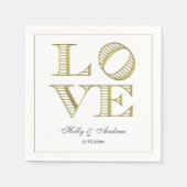 Serviette En Papier Serviettes en texte graphique Gold LOVE (Devant)