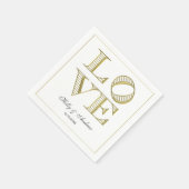Serviette En Papier Serviettes en texte graphique Gold LOVE (Coin)