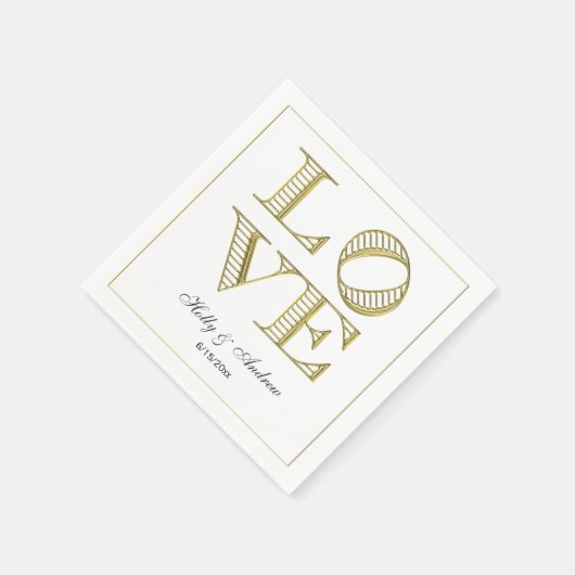 Serviette En Papier Serviettes en texte graphique Gold LOVE (Coin)