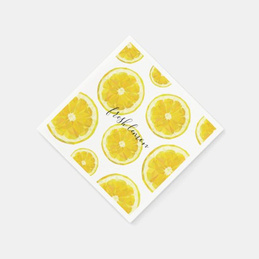 Serviette En Papier Serviettes en tranches de citron jaune (Coin)