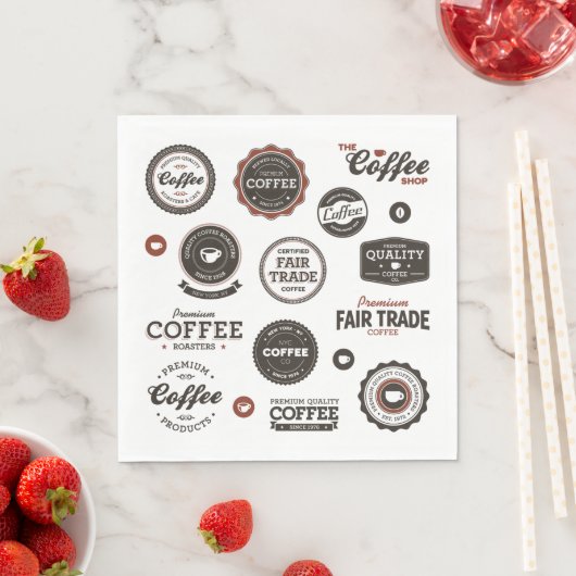 Serviette En Papier Serviettes Étiquettes de café rétro (En situation)