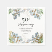Serviette En Papier Serviettes Eucalyptus vertes 50e anniversaire (Devant)
