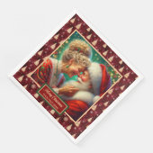 Serviette En Papier Serviettes Festif Rouge Or Vert Noël Père Noël (Coin)
