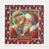 Serviette En Papier Serviettes Festif Rouge Or Vert Noël Père Noël (Devant)