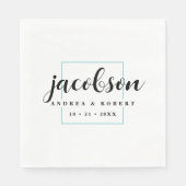 Serviette En Papier Serviettes fines avec bordure sarcelle et nom de f (Devant)