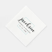 Serviette En Papier Serviettes fines avec bordure sarcelle et nom de f (Coin)