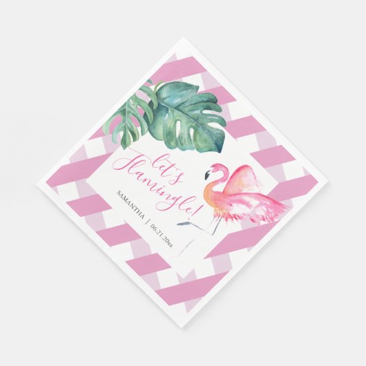 Serviette En Papier Serviettes Flamant Rose Aquarelle Tropicale (Coin)