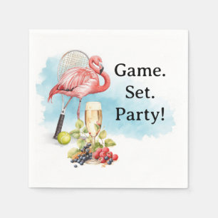 Serviette En Papier Serviettes Flamant Rose Tennis avec Raquette et Ba