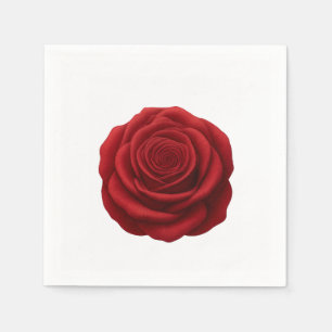 Serviette En Papier Serviettes - Fleur de Rose Rouge