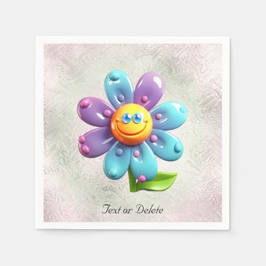 Serviette En Papier Serviettes Fleur Jaune Violet Bleu (Devant)