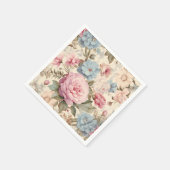 Serviette En Papier Serviettes Fleuries Bleu Rose (Coin)