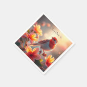 Serviette En Papier Serviettes Fleuries Oiseau Orange (Coin)
