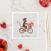 Serviette En Papier Serviettes Fleuries Singe à Bicyclette (En situation)
