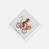 Serviette En Papier Serviettes Fleuries Singe à Bicyclette (Coin)