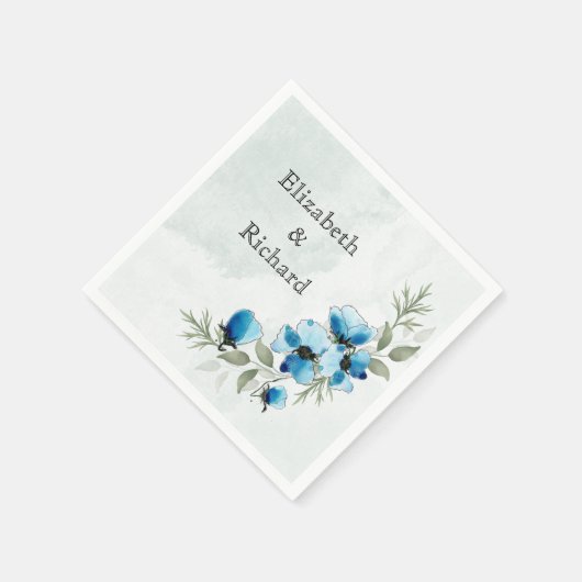 Serviette En Papier Serviettes "Fleurs bleues" (Coin)