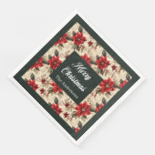 Serviette En Papier Serviettes Fleurs de Noël Classiques Élégance Rust (Coin)