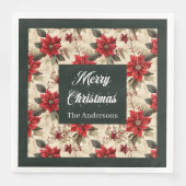 Serviette En Papier Serviettes Fleurs de Noël Classiques Élégance Rust (Devant)