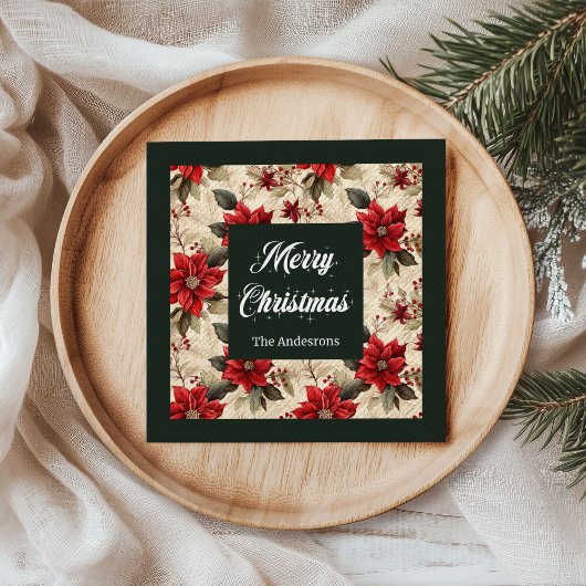 Serviette En Papier Serviettes Fleurs de Noël Classiques Élégance Rust