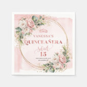 Serviette En Papier Serviettes Fleurs de Verdure Rose Pâle Douce 15 (Devant)