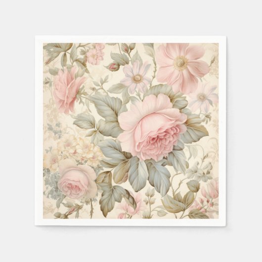 Serviette En Papier Serviettes Fleurs Roses (Devant)
