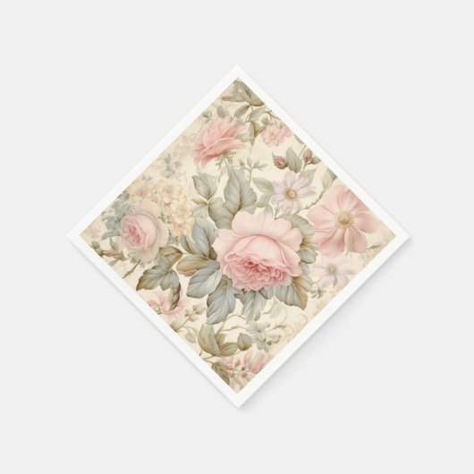 Serviette En Papier Serviettes Fleurs Roses (Coin)