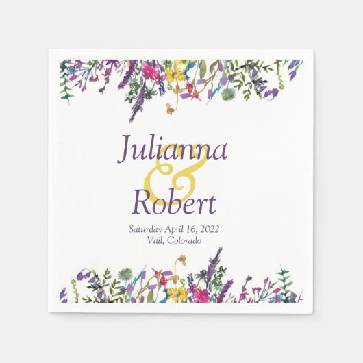 Serviette En Papier Serviettes fleurs sauvages colorées (Devant)