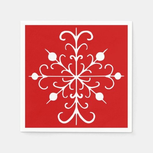 Serviette En Papier Serviettes flocon de neige rouge (Devant)