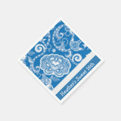 Serviette En Papier Serviettes Floral Bleu Personnalisées (Coin)