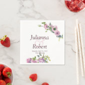 Serviette En Papier serviettes florales à l'aquarelle violette (En situation)